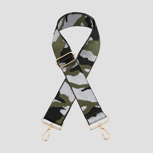 Camo Bag Strap - Metallic Khaki/Black/Silver