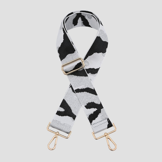 Camo Bag Strap - Metallic White/Black/Silver
