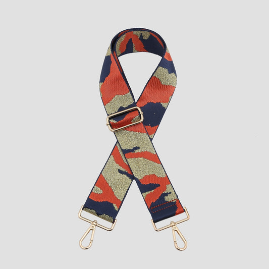 Camo Bag Strap - Metallic Orange/Navy/Gold