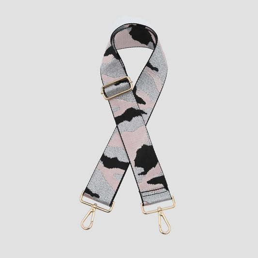 Camo Bag Strap - Metallic Pink/Black/Silver