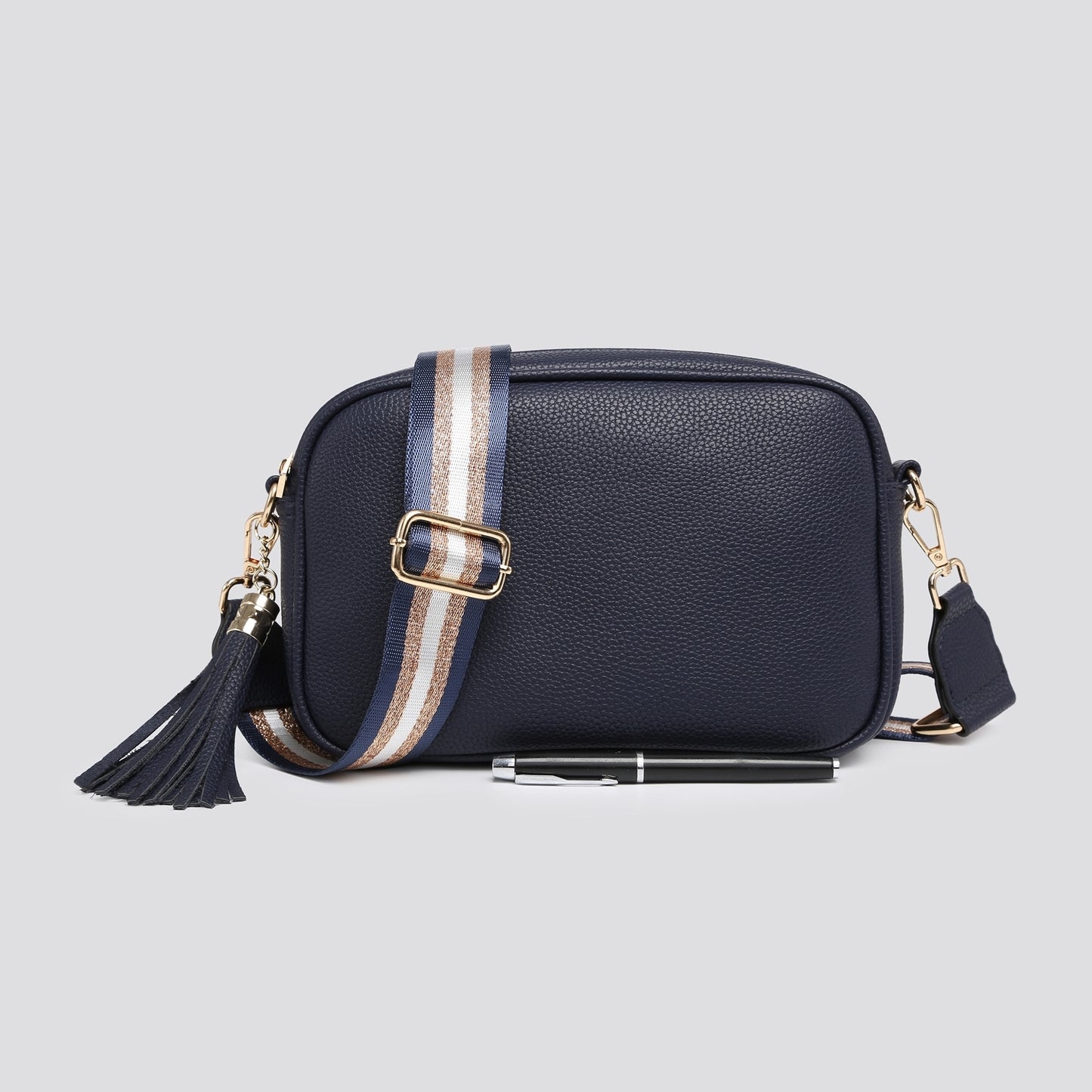 Camera Bag with Metallic Strap - Navy