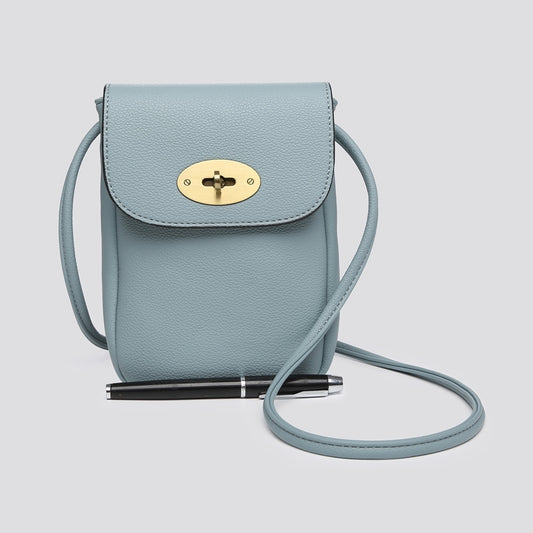 Cross Body PU Phone Bag - Duck Egg Blue