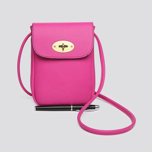 Cross Body PU Phone Bag - Hot Pink
