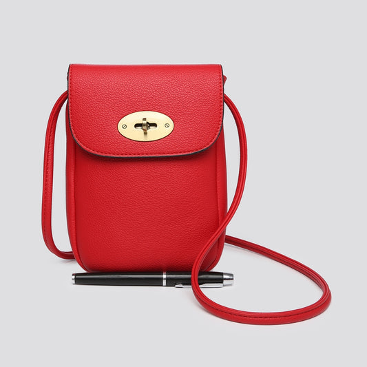 Cross Body PU Phone Bag - Red