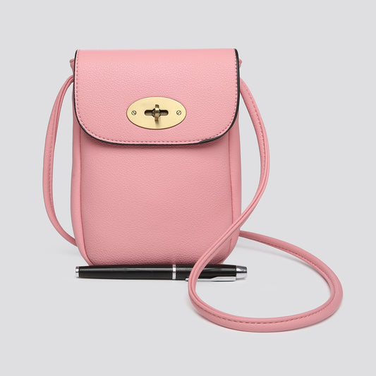 Cross Body PU Phone Bag - Pink