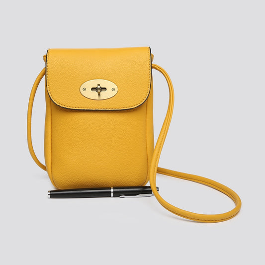 Cross Body PU Phone Bag - Yellow