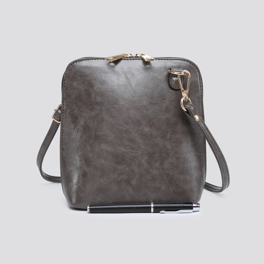 PU Square Cross Body Bag - Dark Grey