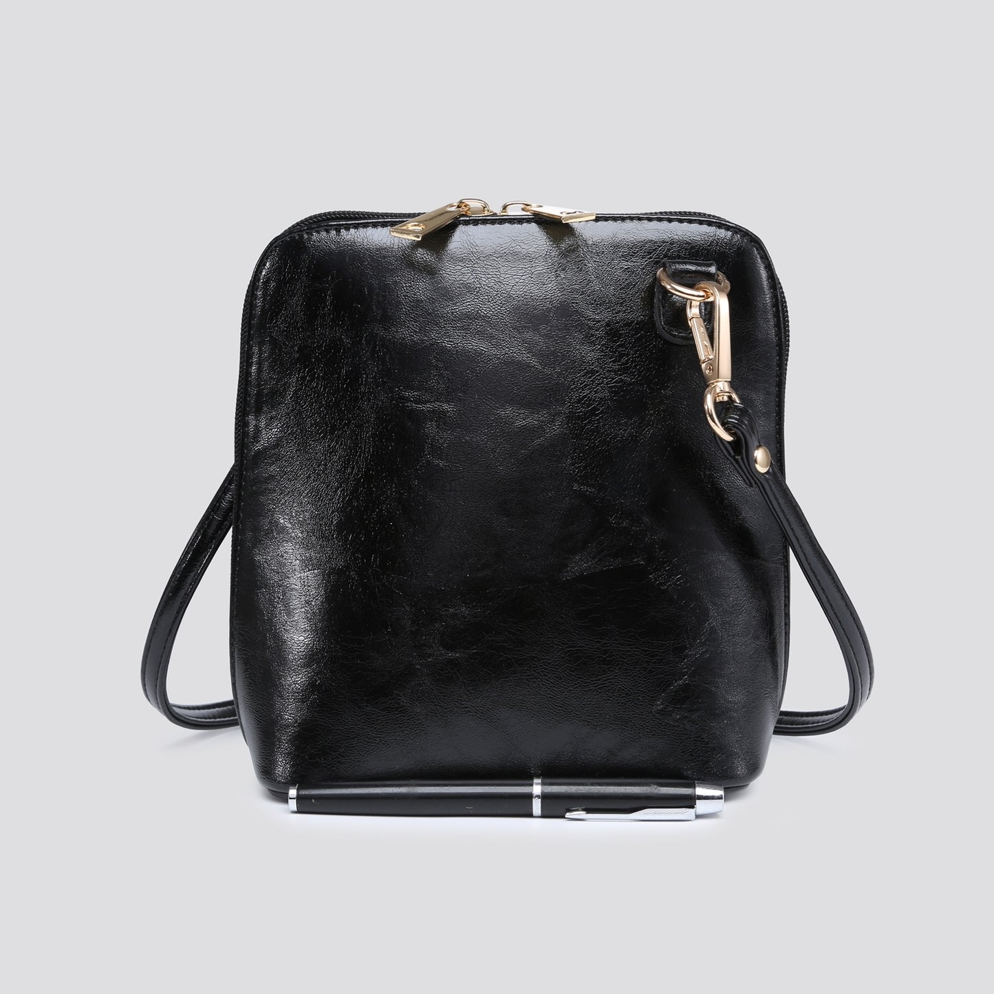 PU Square Cross Body Bag - Black