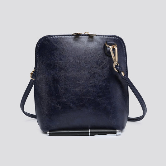 PU Square Cross Body Bag - Navy