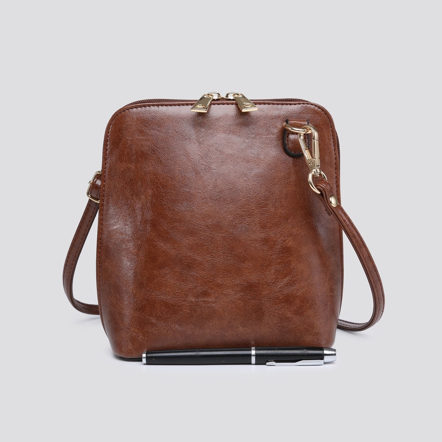 PU Square Cross Body Bag - Coffee