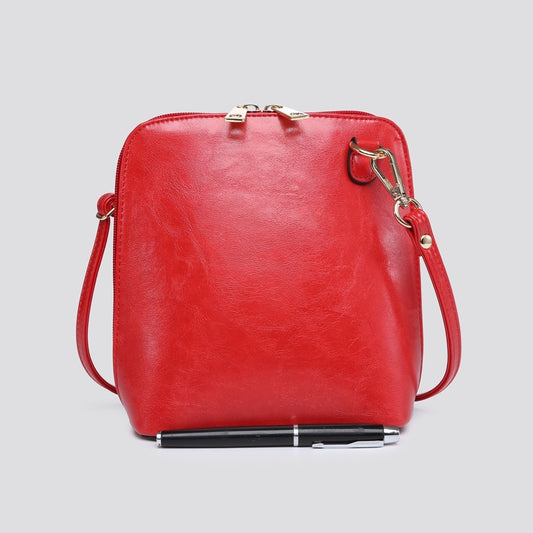 PU Square Cross Body Bag - Red