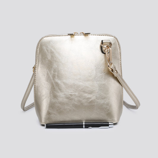 PU Square Cross Body Bag - Gold