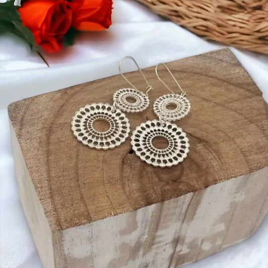 Filigree Double Circle on Drop Hook - Silver