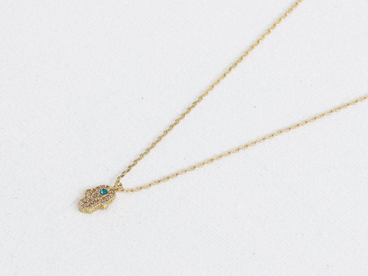 Hella Hand Of Good Fortune Charm Necklace - Gold
