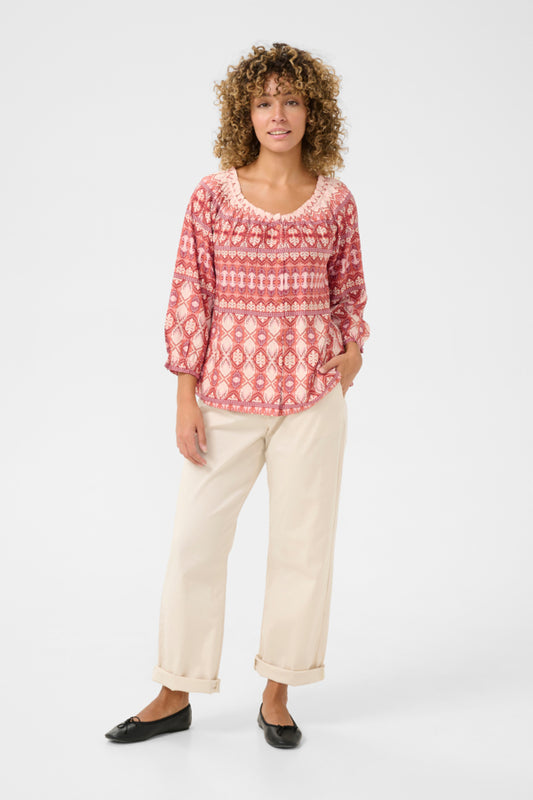 Tiah Frill Shirt - Ethnic Geometric