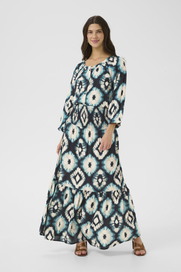 Tiah Frill Shirt - Aqua Tie Dye
