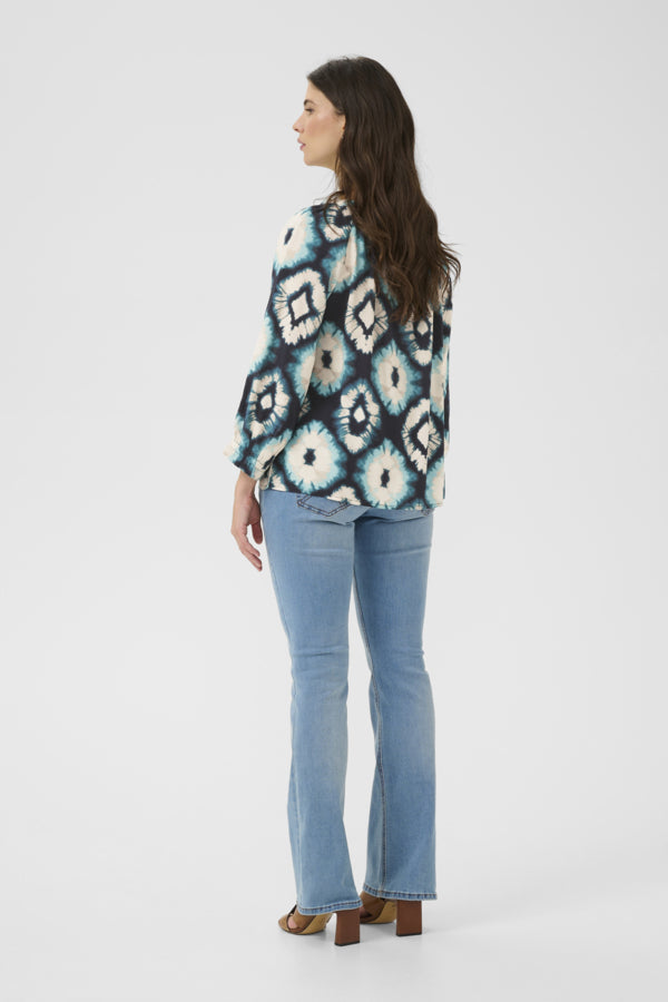 Tiah Frill Shirt - Aqua Tie Dye