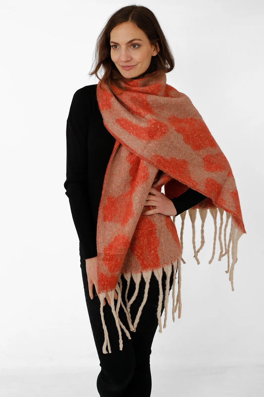 Leopard Print Scarf - Burnt Orange