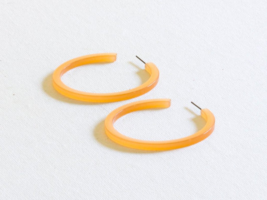 Zadie Resin Hoop Earrings - Light Brown