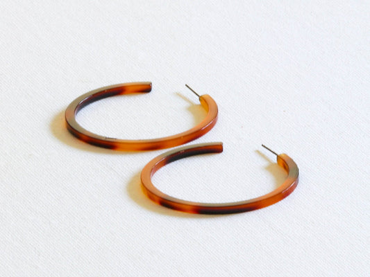 Zadie Resin Hoop Earrings - Tortoise