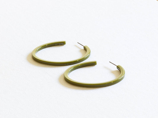 Zadie Resin Hoop Earrings - Green