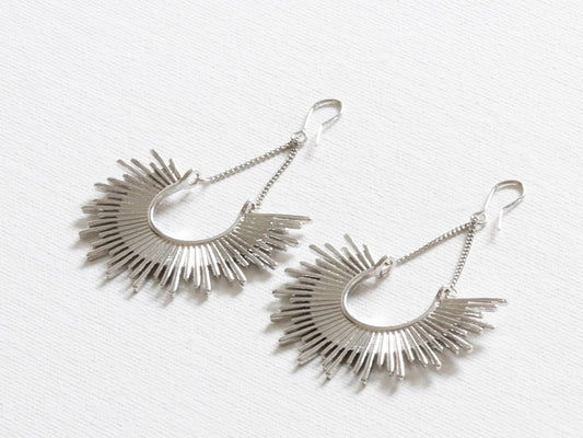 Soleil Half Burst Earrings - Silver