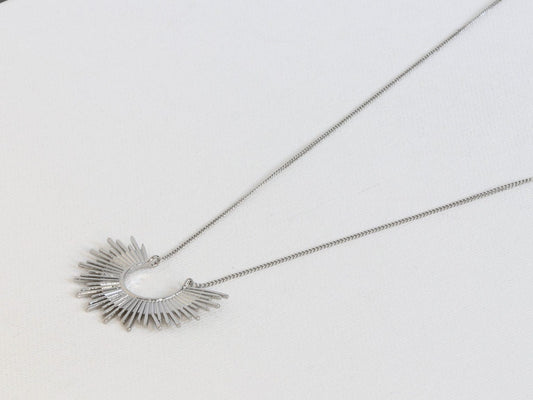 Soleil Half Burst Necklace - Silver