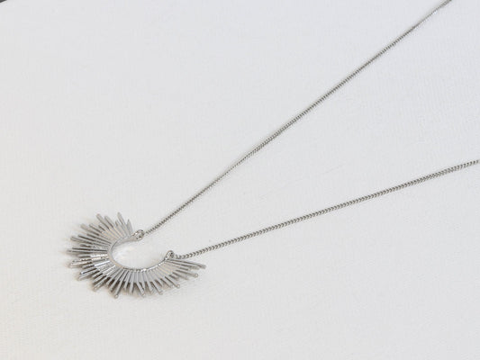 Soleil Half Burst Necklace - Silver