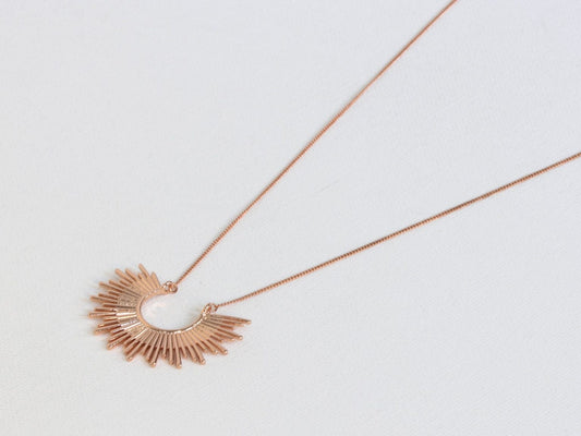 Soleil Half Burst Necklace - Rose Gold
