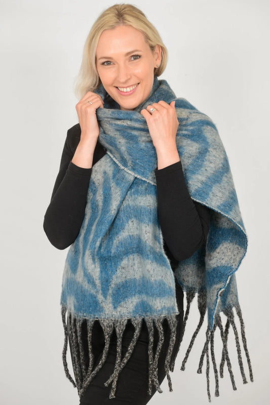 Zebra Print Scarf - Blue