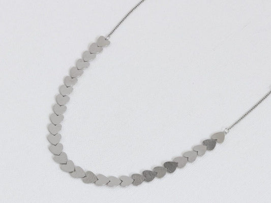 Petal Strand of Hearts Collar Necklace - Silver