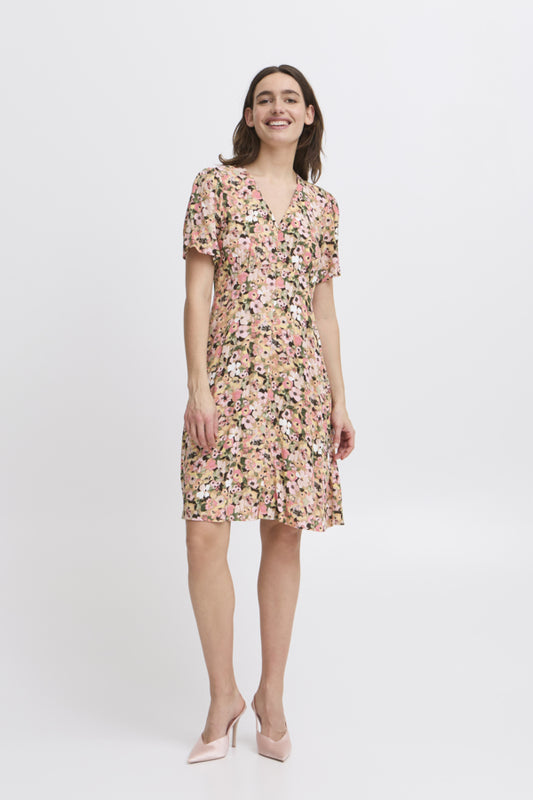 Joella Short Ditsy Dress - Coral Blush Flower
