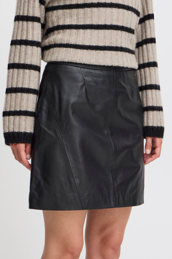 Daran Leather Skirt - Black