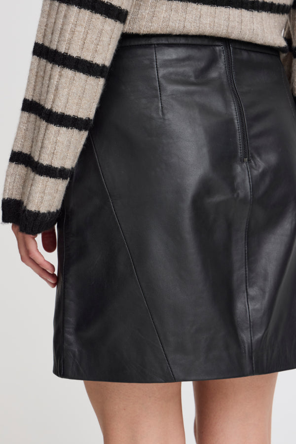 Daran Leather Skirt - Black