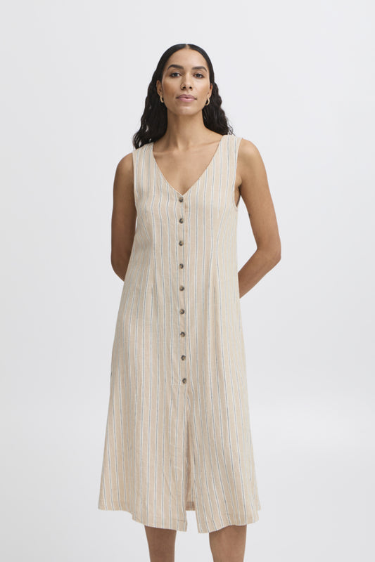 Falakka Button Dress - Humus Stripe Mix