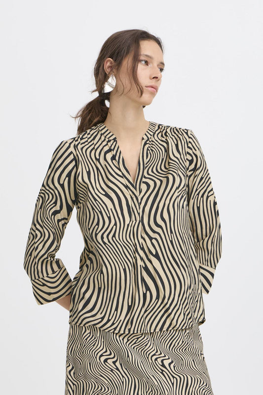 Helvig Blouse - Humus Animal Mix