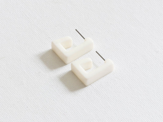 Petra Matte Resin Square Earrings - White