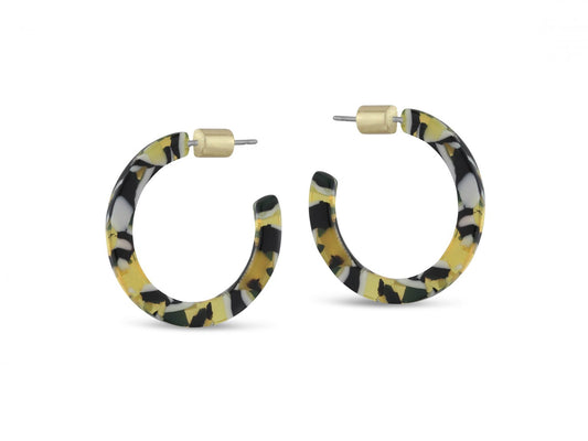 Isla Tiny Hoop Resin Earrings - Yellow
