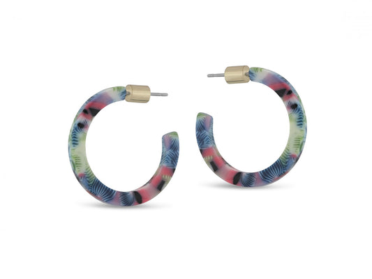 Isla Tiny Hoop Resin Earrings - Blue
