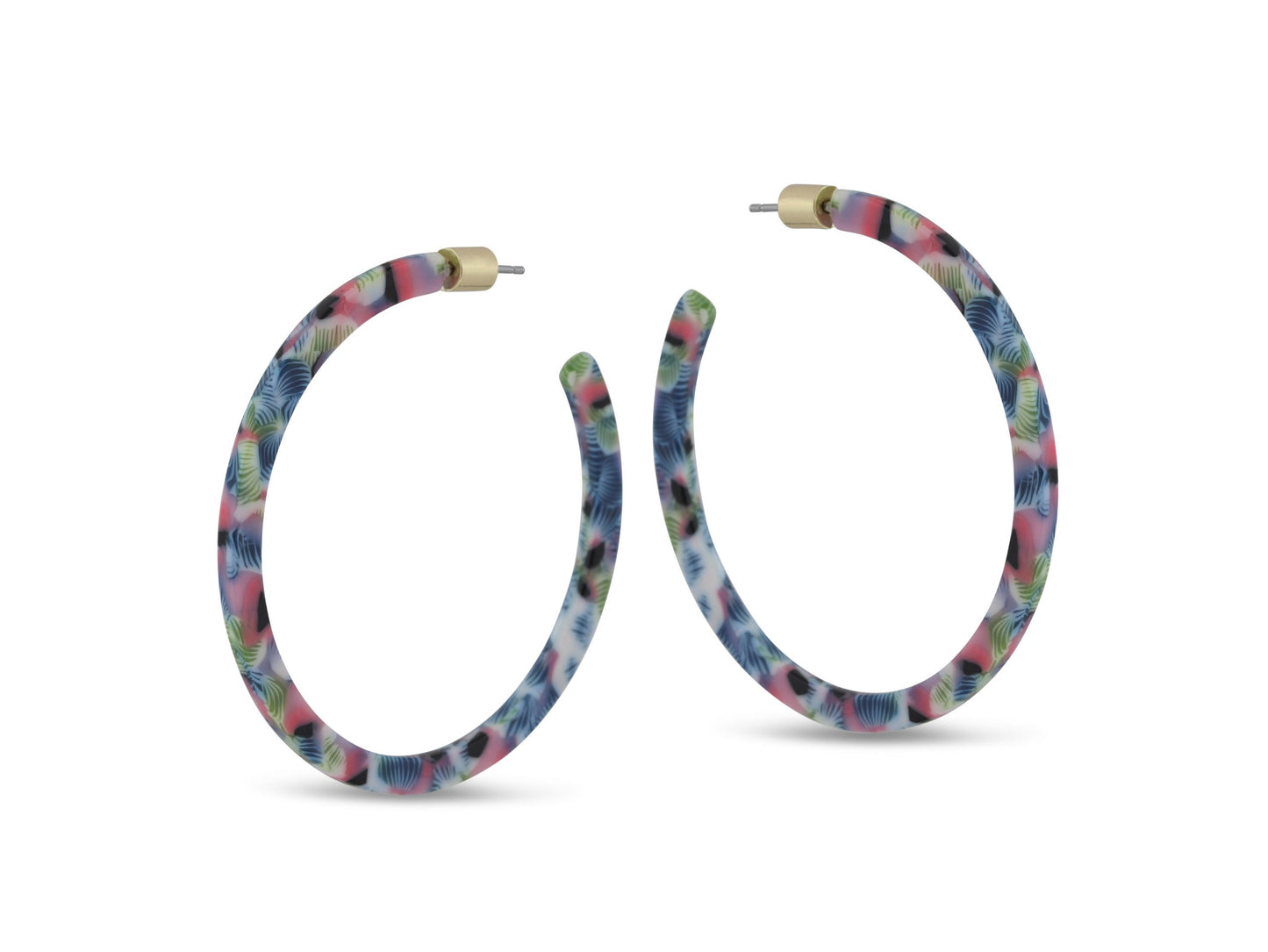 Mia Large Resin Hoop Earrings - Pink/Blue/Green