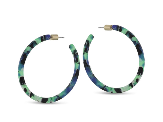 Mia Large Resin Hoop Earrings - Green