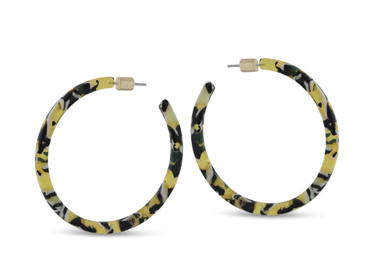 Mia Large Resin Hoop Earrings - Yellow