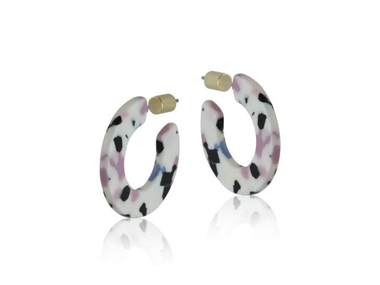 Annabelle Resin Hoop Earrings - White/Pink/Blue