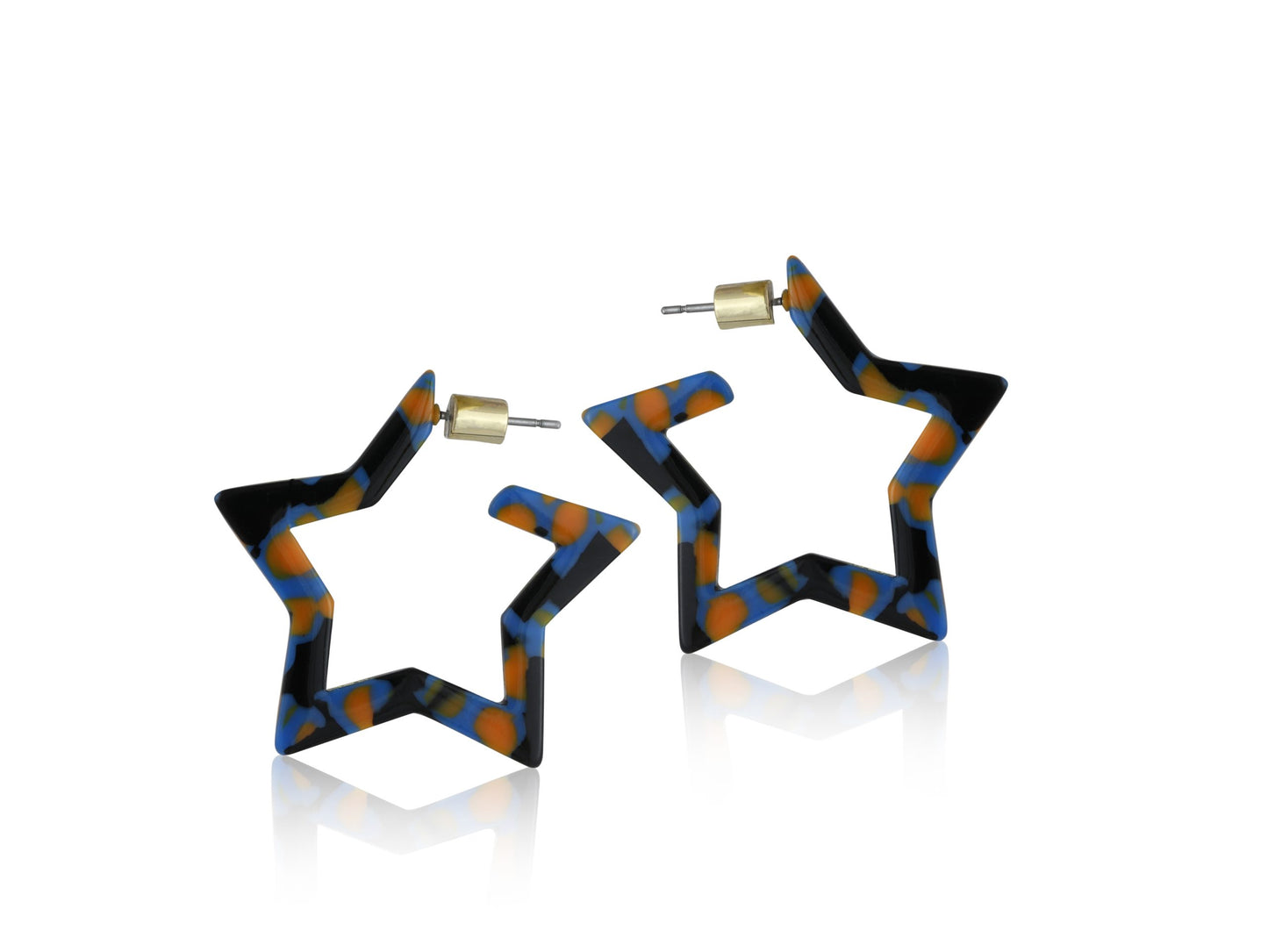 Amalia Star Resin Earrings - Blue/Black/Orange