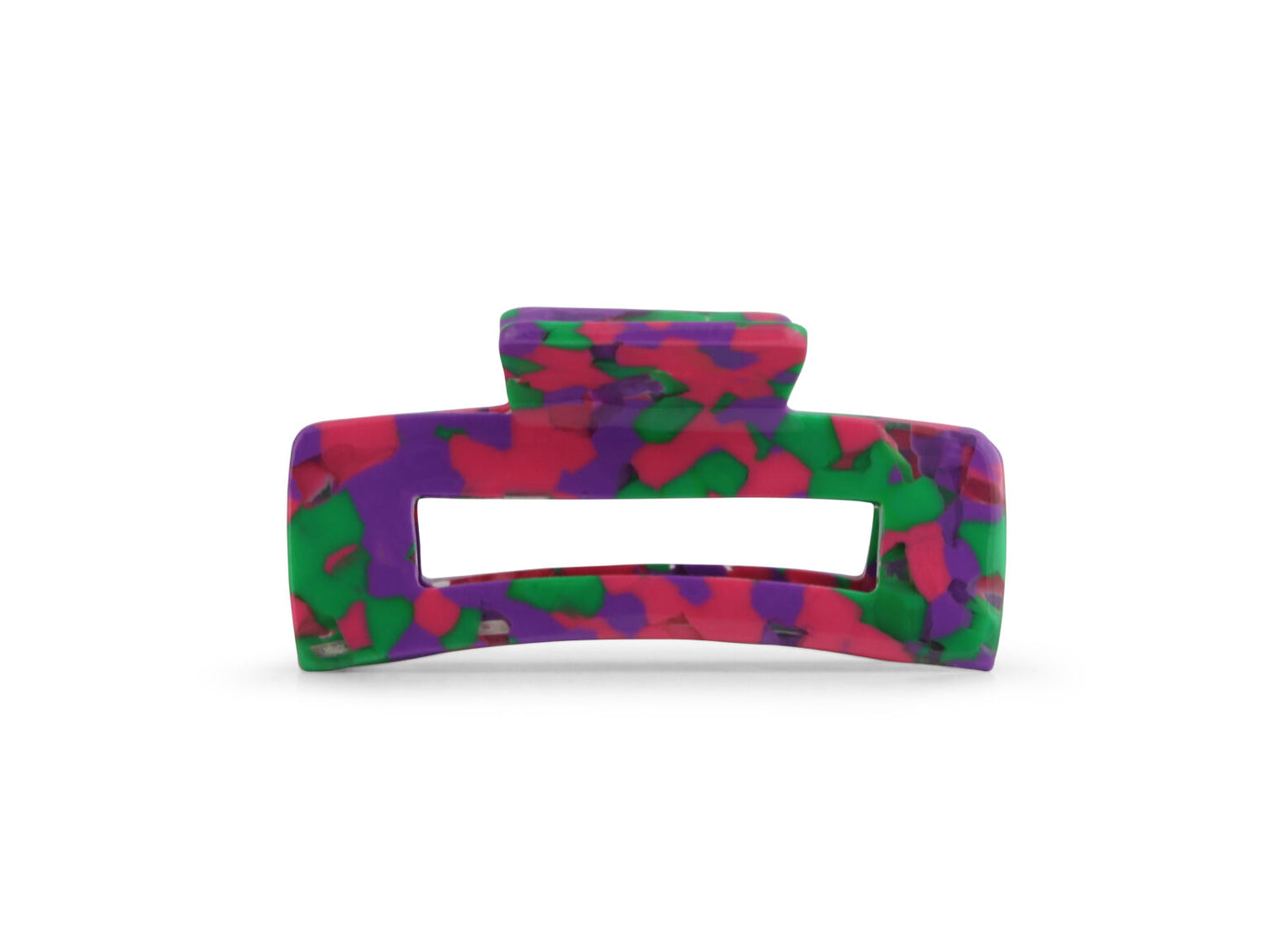 Amber Resin Bulldog Hair Clip - Pink/Green