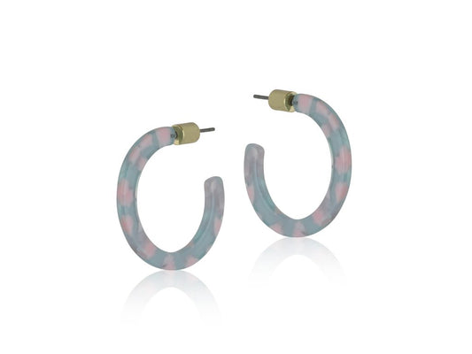 Annis Resin Hoop Earrings - Blue/Pink