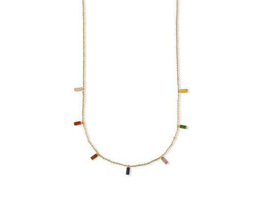 Nicole Delite Crystal Baguette Demi Fine Necklace - Gold Chain