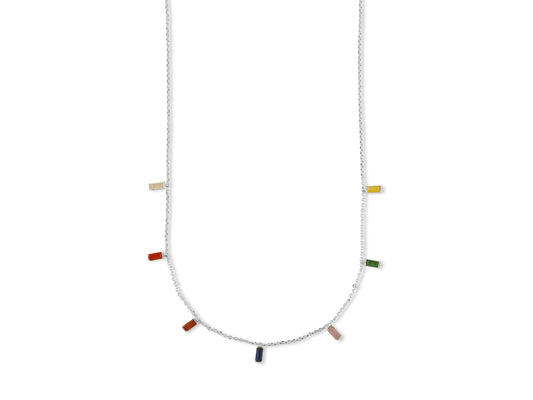 Nicole Delite Crystal Baguette Demi Fine Necklace - Silver Chain
