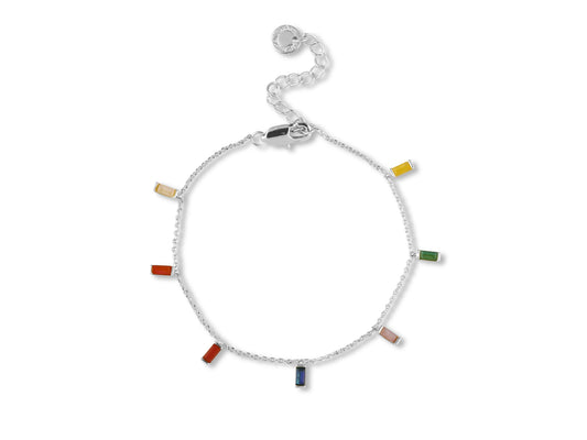 Nicole Delite Crystal Demi Fine Baguette Bracelet - Silver