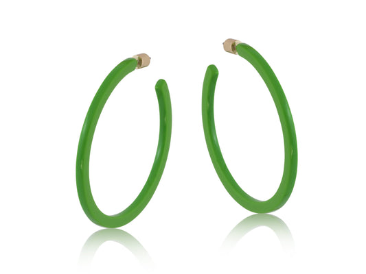 Thea Resin Hoop Earrings - Green